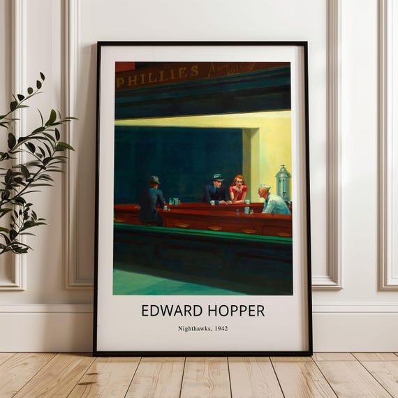 Edward Hopper Nighthawks Print: Vintage Framed Wall Art - Etsy 日本