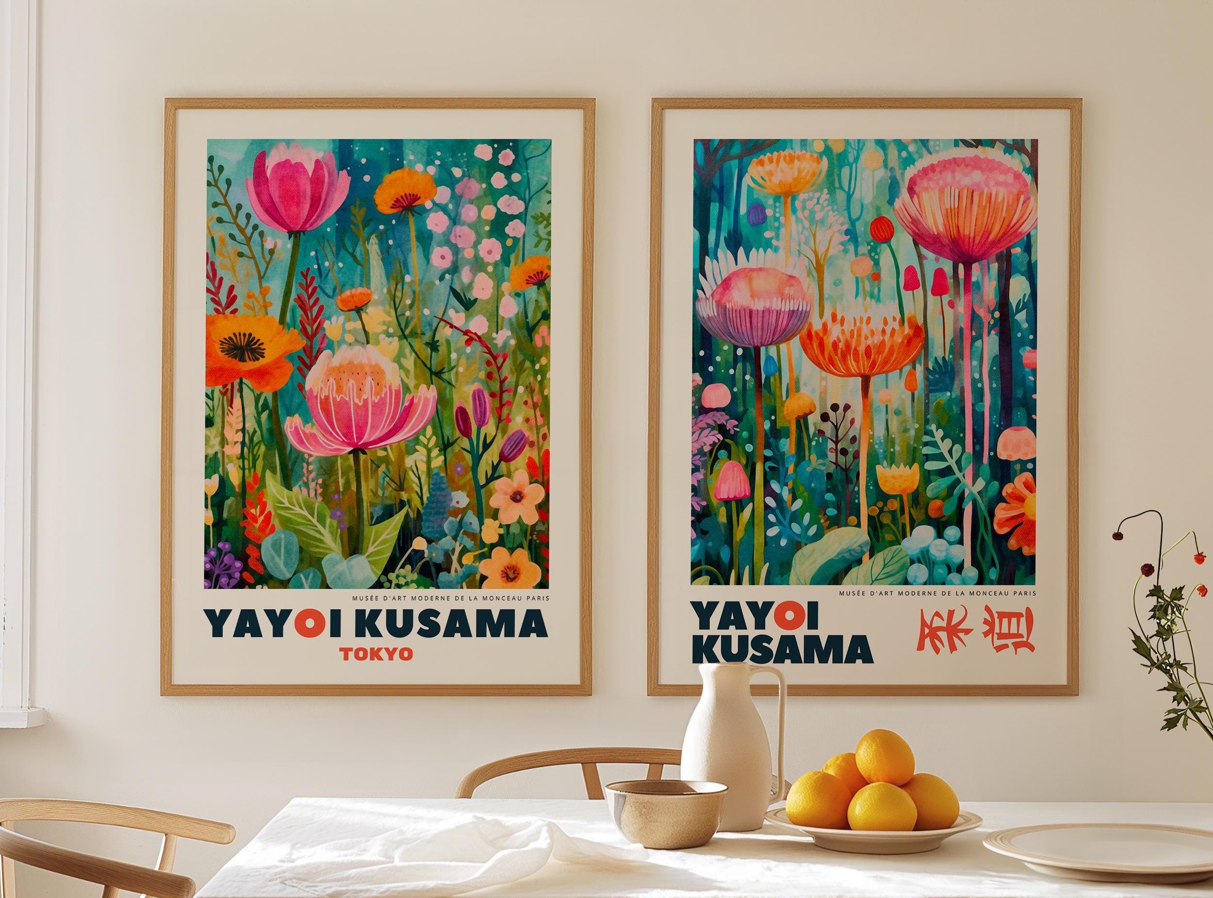 Yayoi Kusama Print Set of 2: Framed Botanical Japanese Wall Art - Etsy