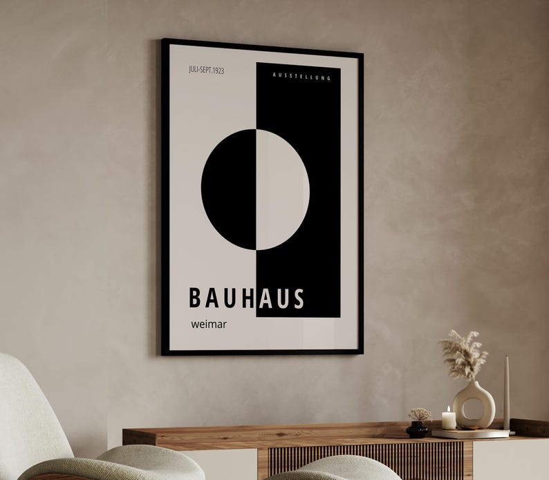 Black Bauhaus Art Print: Mid-century Modern Minimalist Wall Decor - Etsy