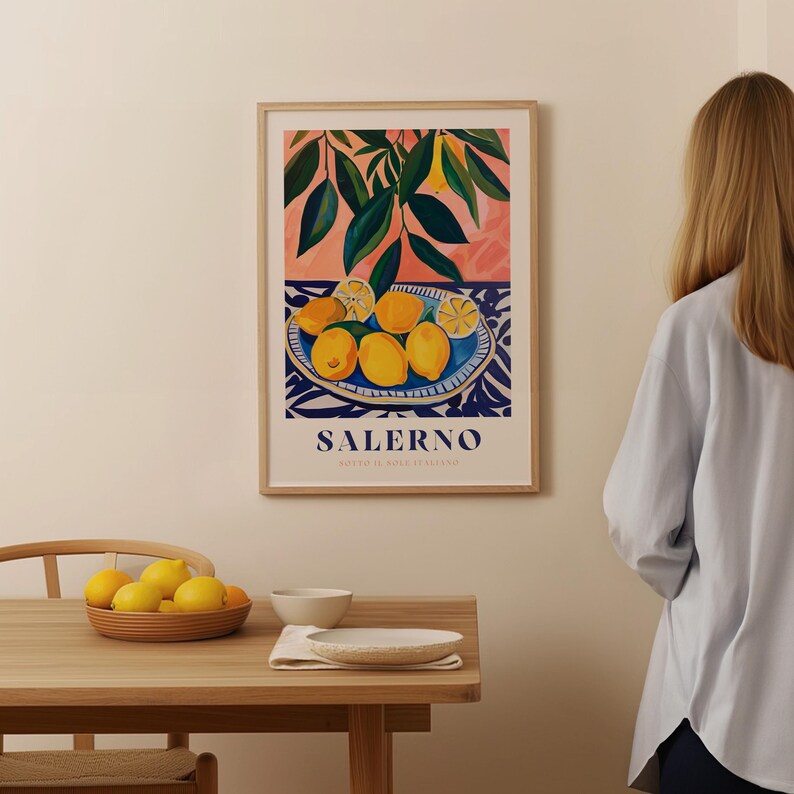 Italian Lemon Print: Kitchen Wall Art, Citrus Illustration image 3
