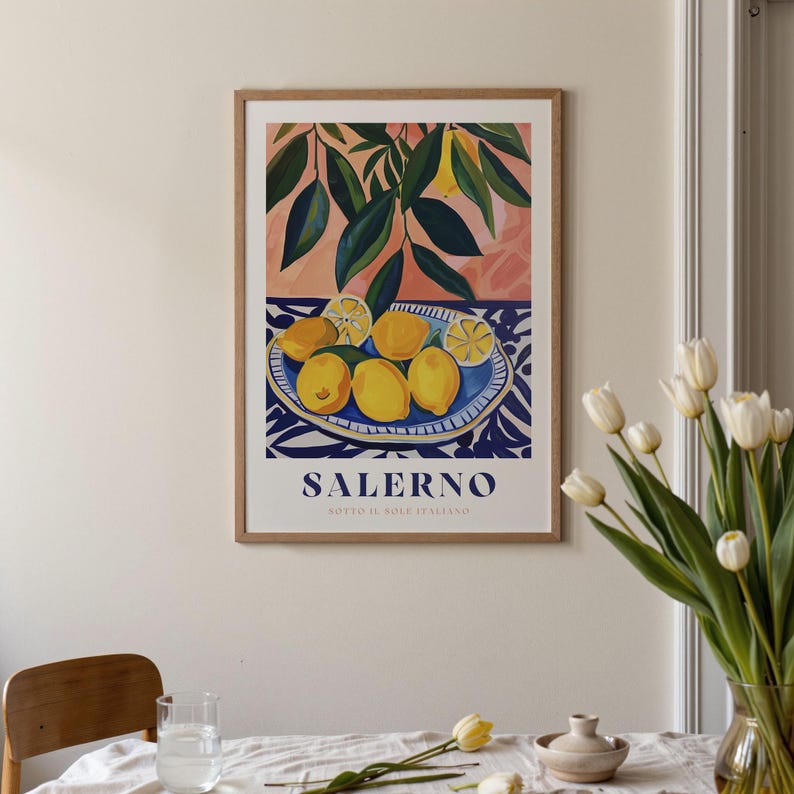 Italian Lemon Print: Kitchen Wall Art, Citrus Illustration image 5