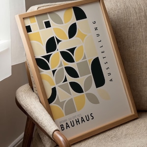Yellow Bauhaus Print - Framed Wall Art - Mid Century Modern - Large Wall Art - Minimalist Wall Art