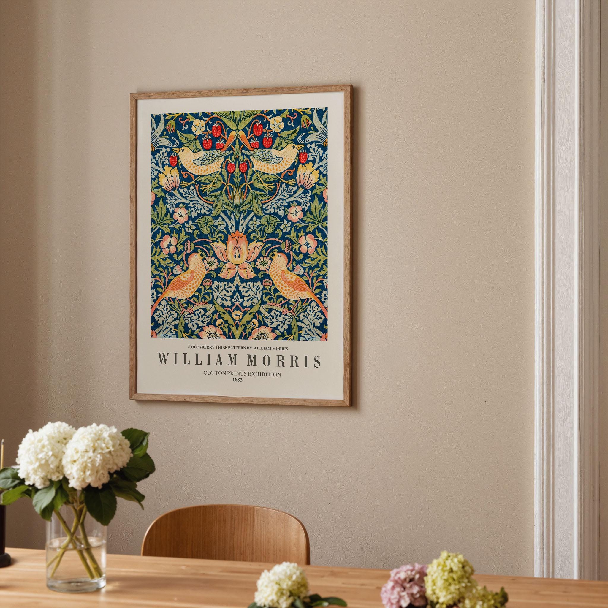 William Morris 'Strawberry Thief' Framed Print: Vintage Botanical
