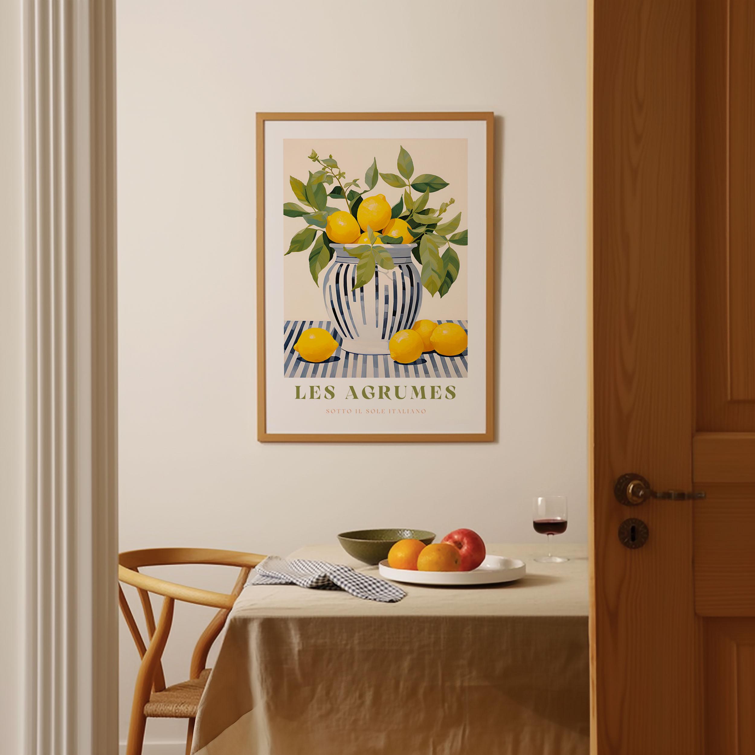 Italian Lemon Print: Citrus Still Life, Framed Wall Art - Etsy 日本