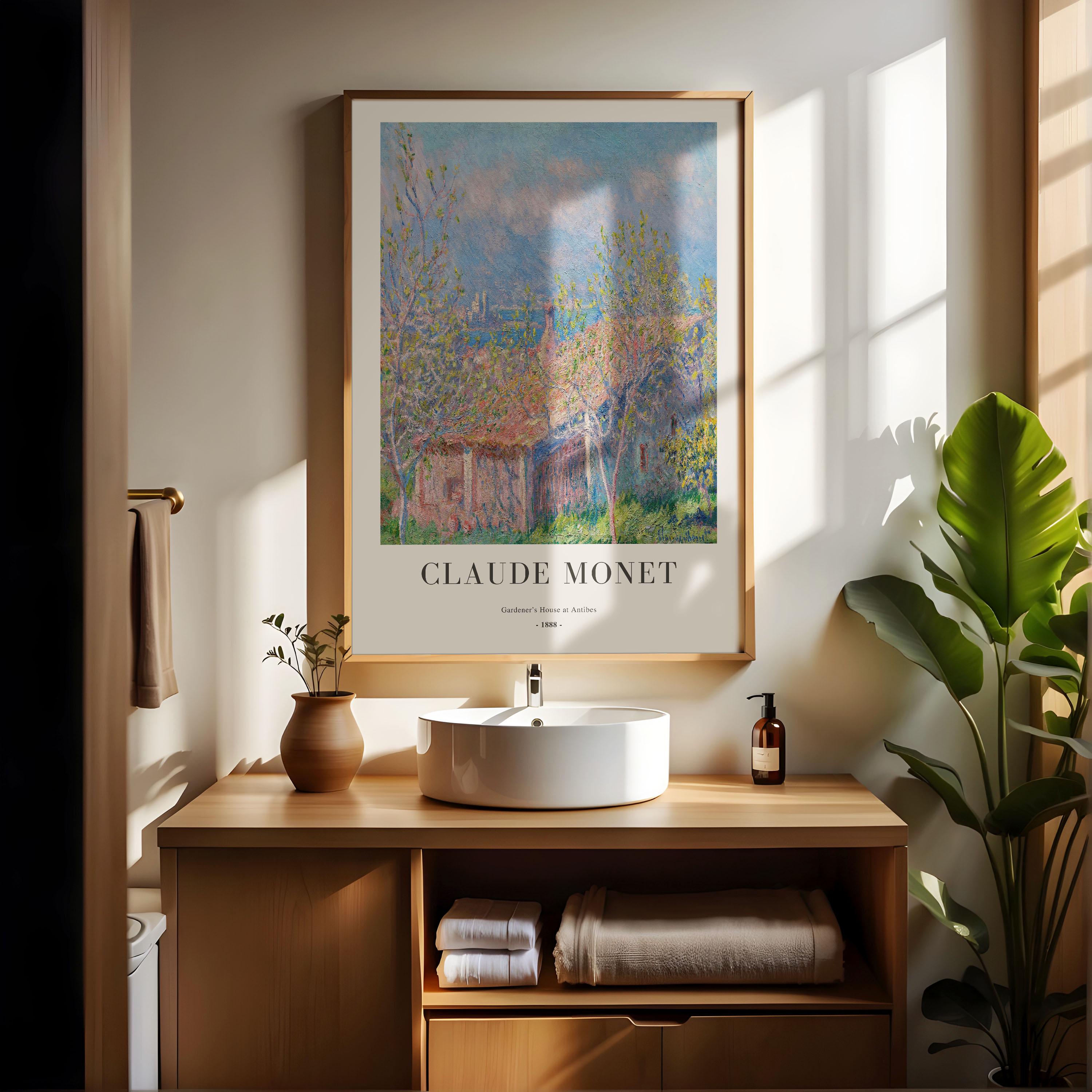 クロード・モネの版画：アンティーブの庭師の家、額入り素朴な風景画