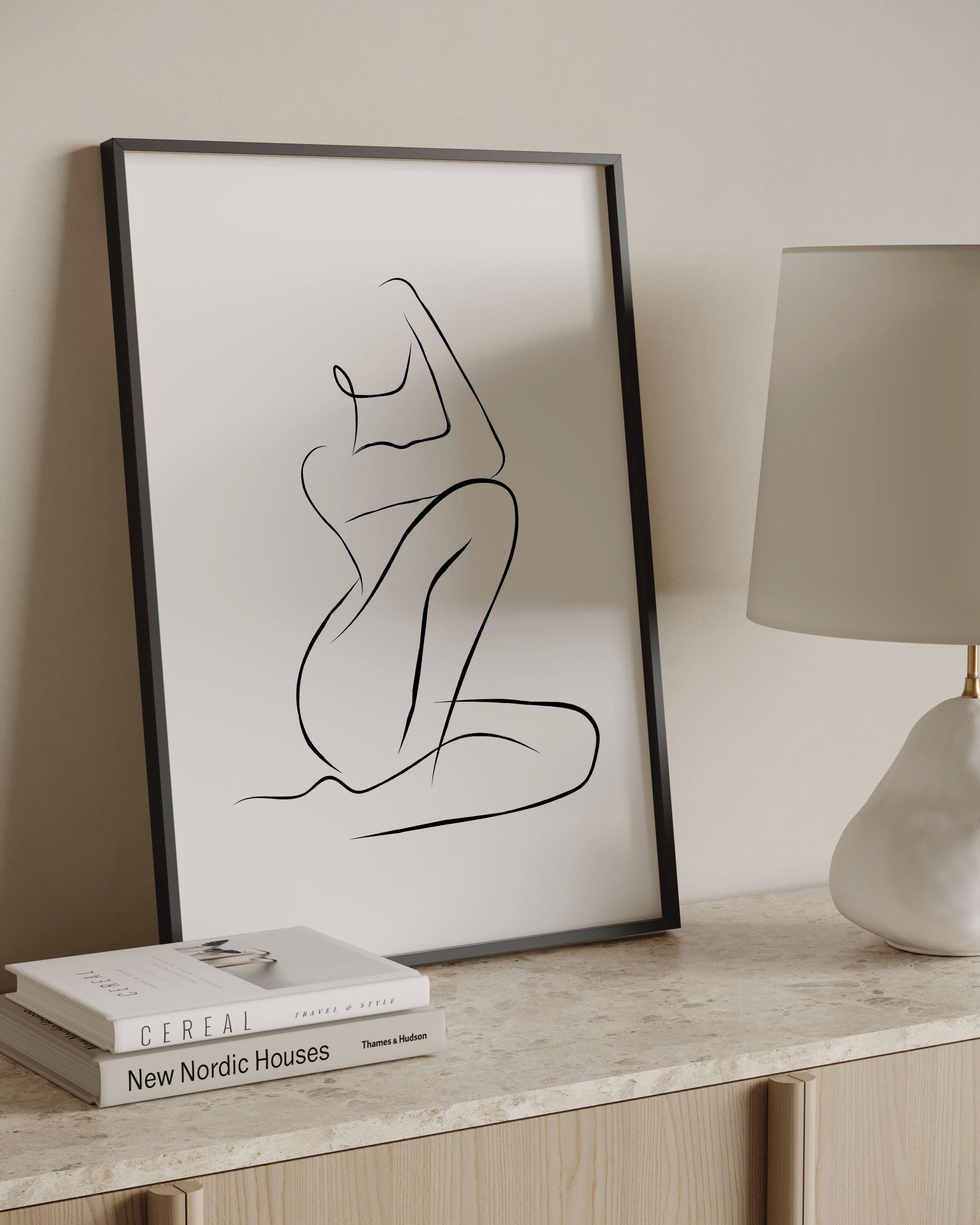 Woman Line Art Print: Minimalist Modern Framed Wall Art - Etsy