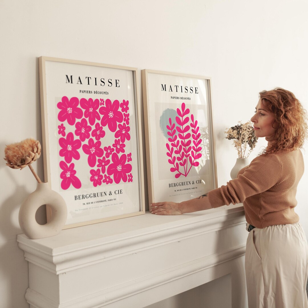 Henri Matisse Hot Pink Floral Print Set of 2: Framed Wall Art - Etsy