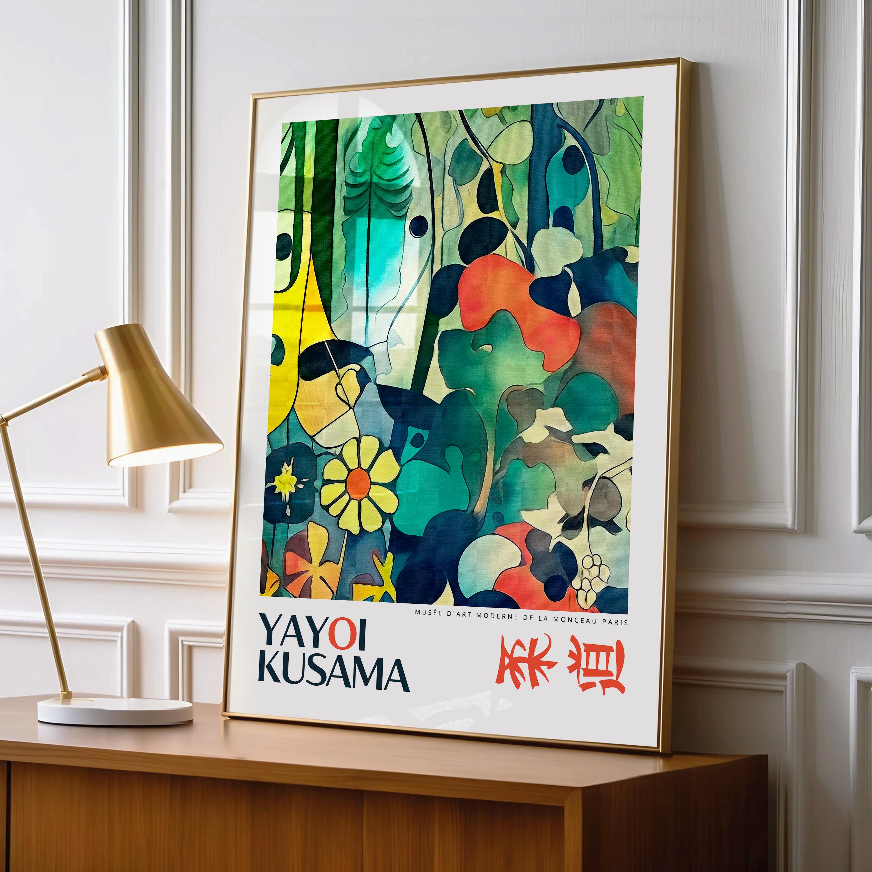 Yayoi Kusama Framed Art Print: Colorful Japanese Modern Decor