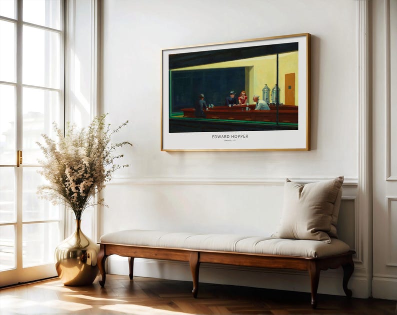 Edward Hopper Nighthawks Druck: Vintage Fine Art Poster, optional mit Rahmen Bild 11