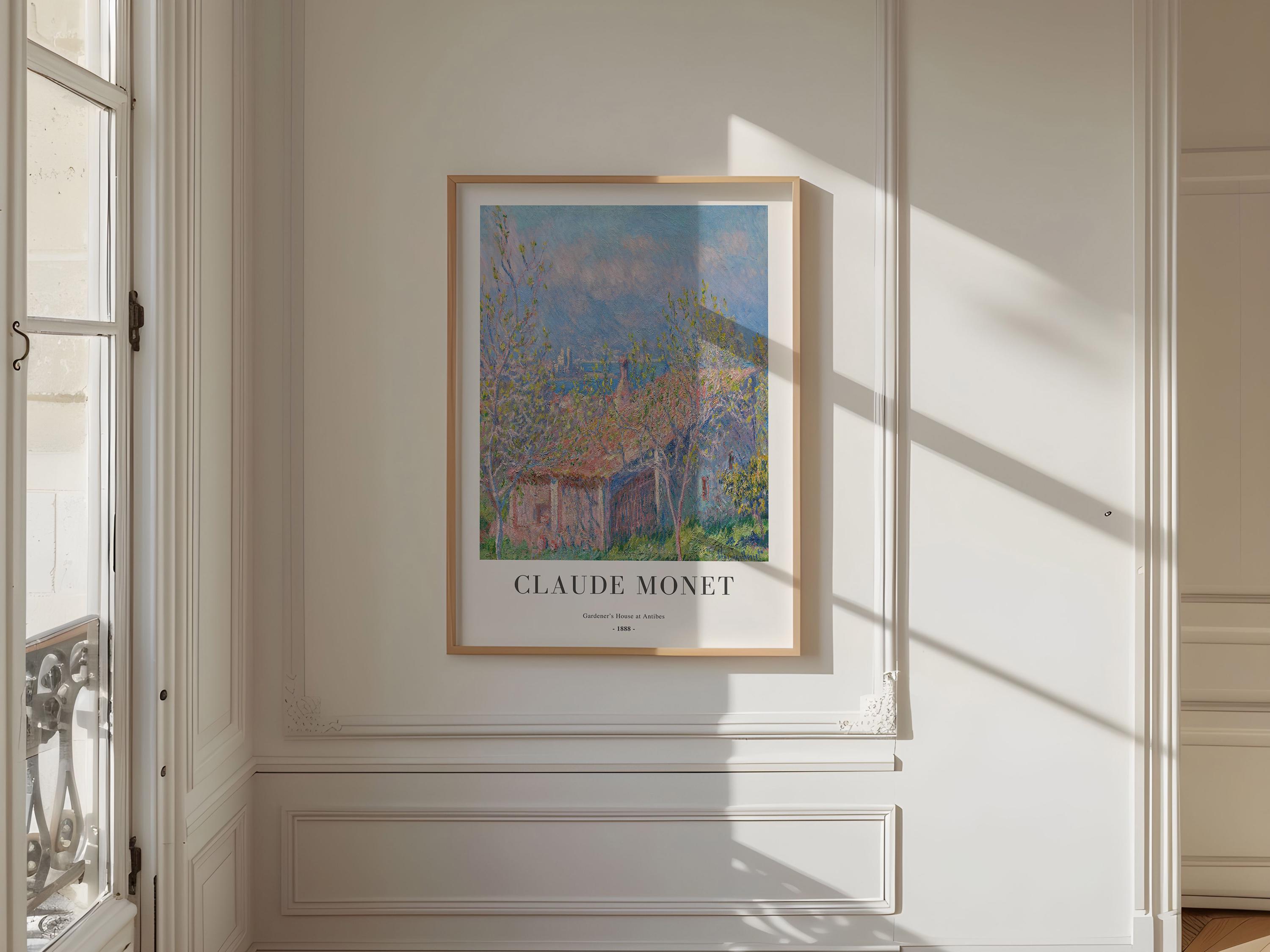 クロード・モネの版画：アンティーブの庭師の家、額入り素朴な風景画