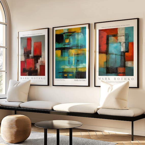 Mark Rothko Inspired Abstract Expressionist Poster Set of 3