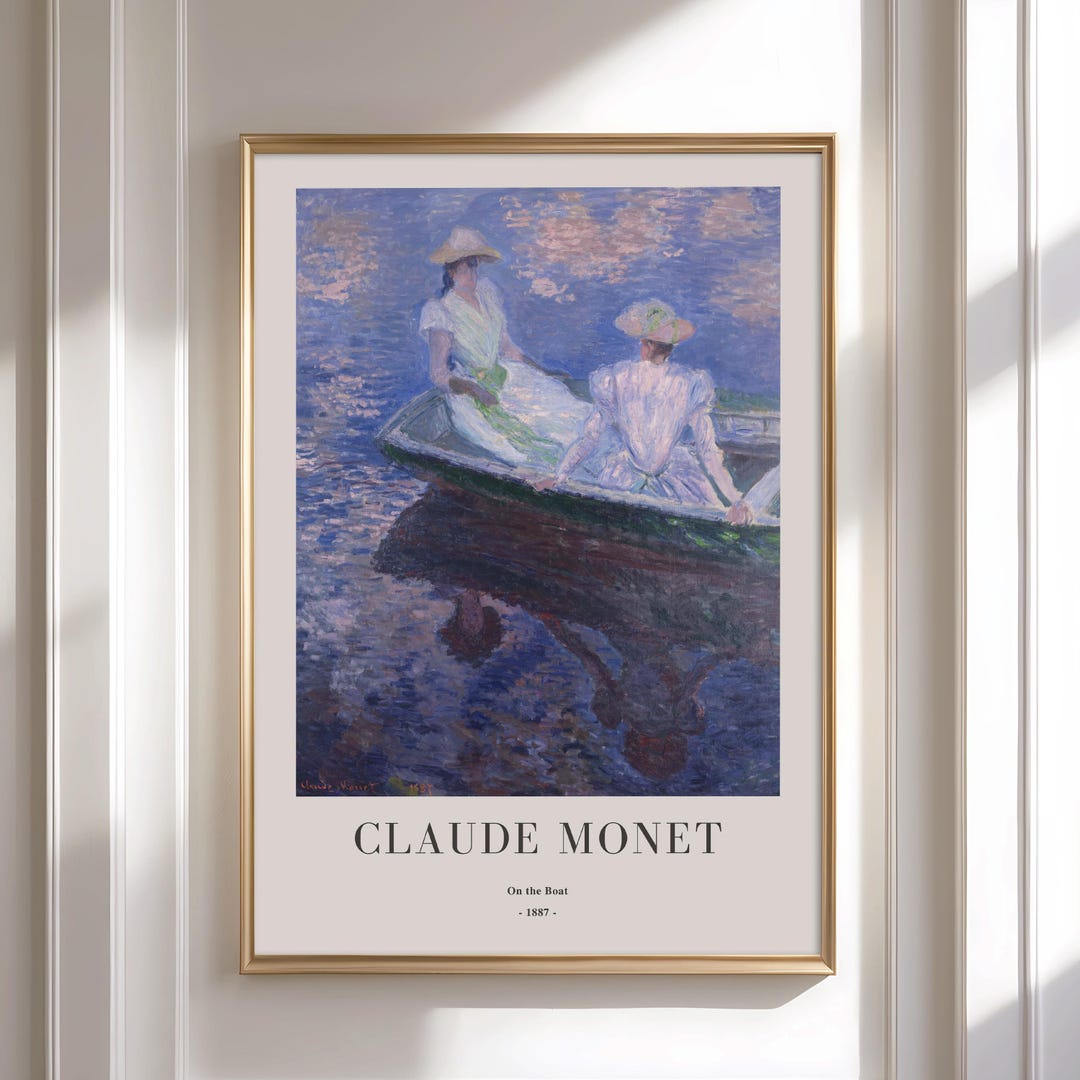 クロード・モネ - 舟の上で - 額入り印象派風景画 - Etsy 日本
