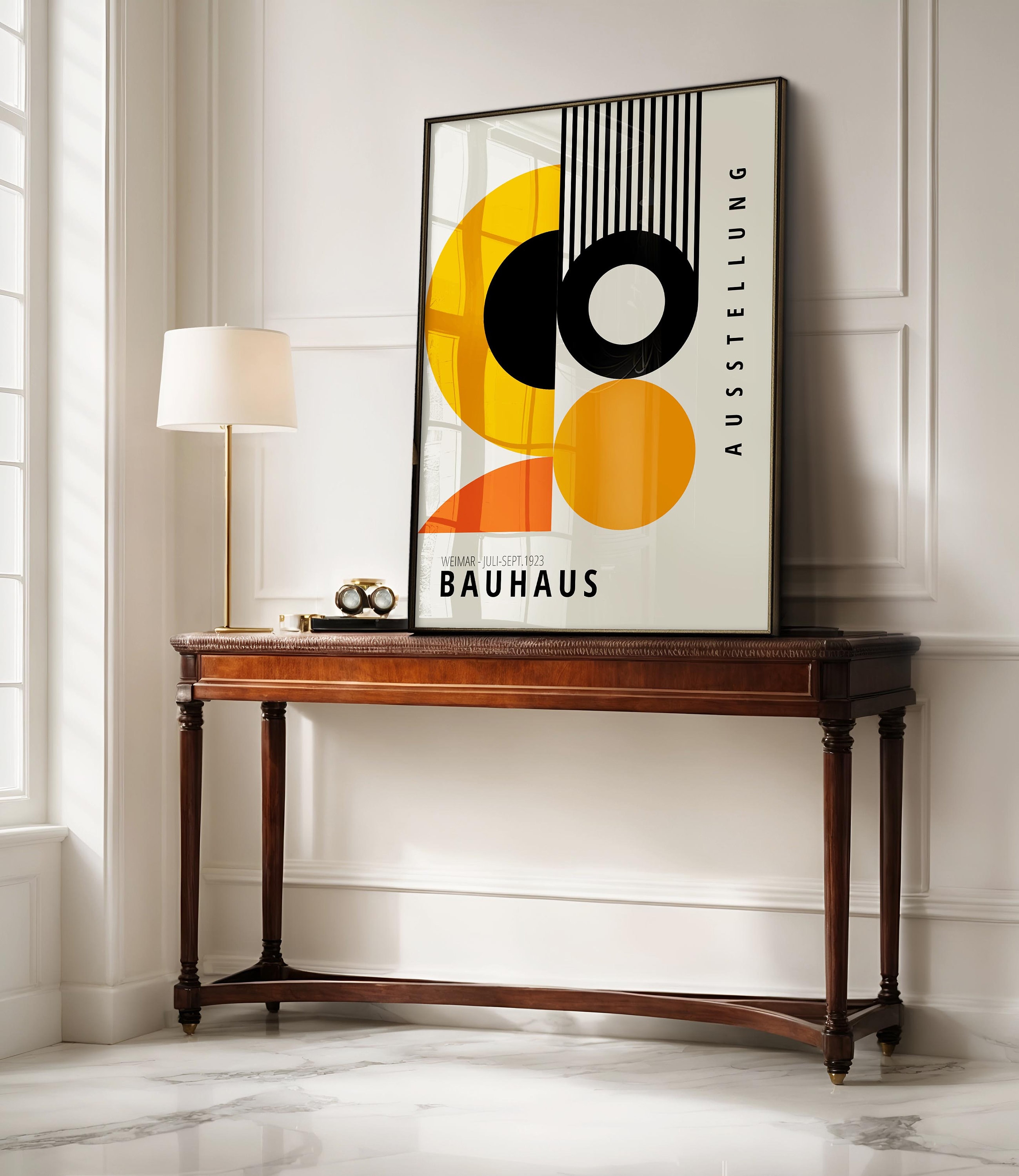 アート・デザイン・音楽 Das A und O des Bauhauses Orange Bauhaus Poster, Framed Wall Art, Wall Decor, Mid