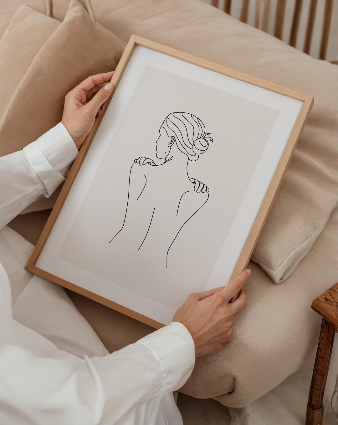 Minimalist Woman Line Art Print: Framed Female Figure Wall Decor - Etsy