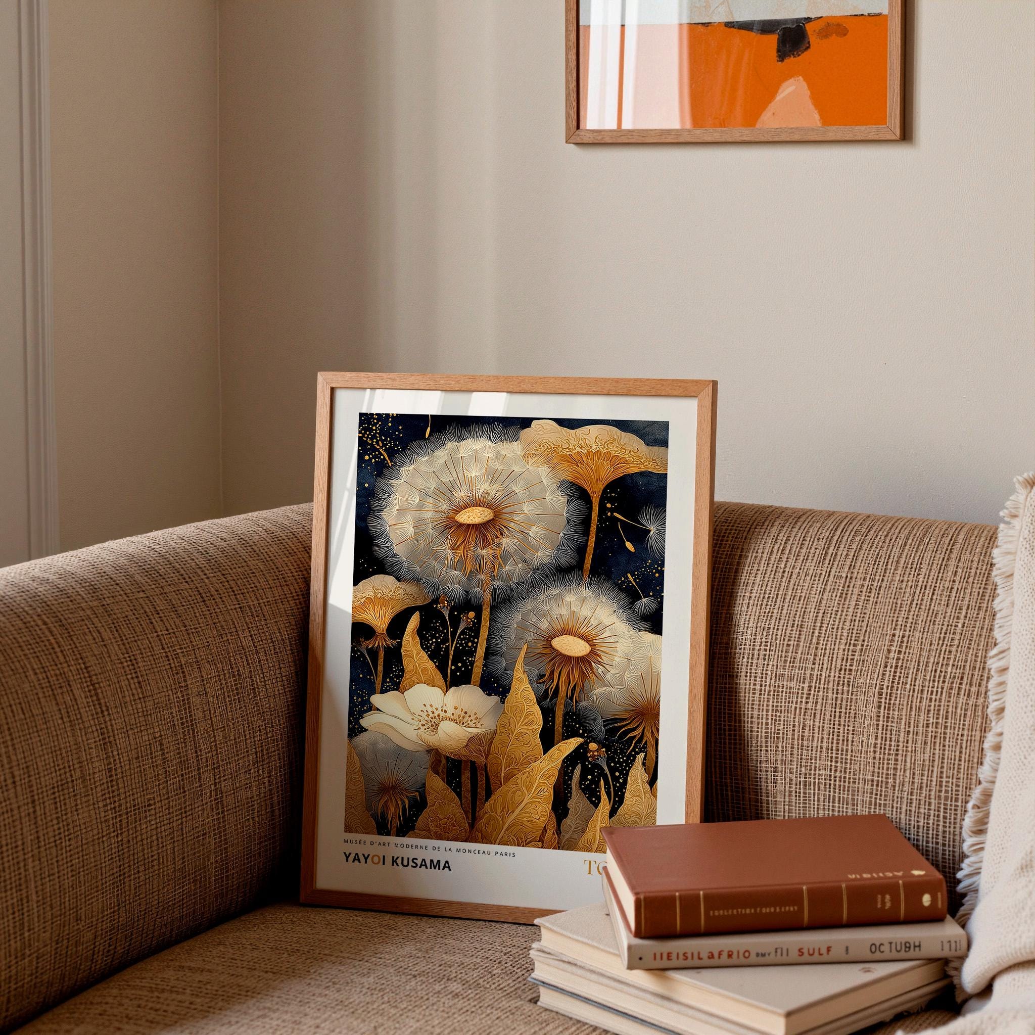 Yayoi Kusama Dandelion Poster, Japanese Botanical Wall Art