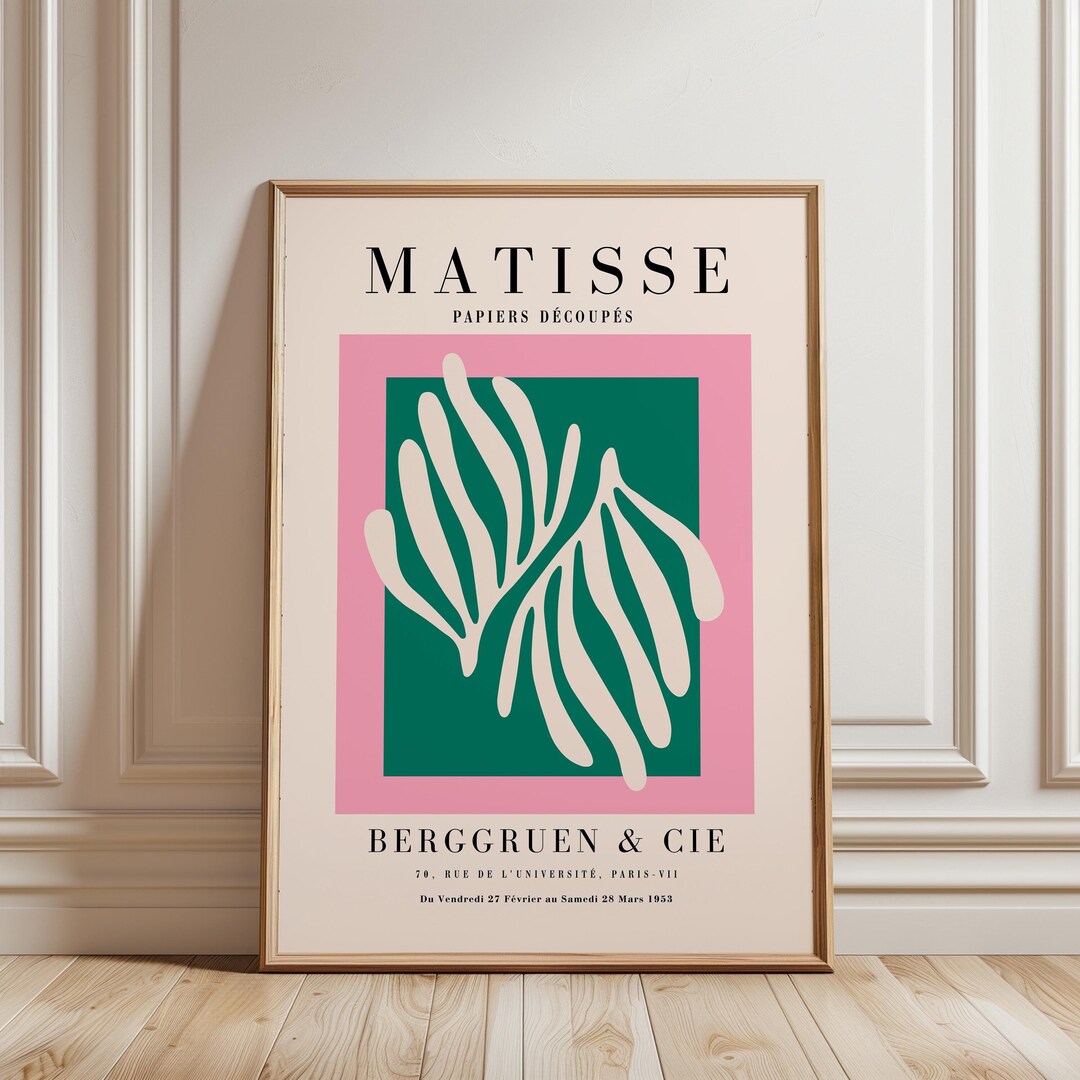 Pink Green Matisse Art Print - Mid Century Modern Framed Wall Art