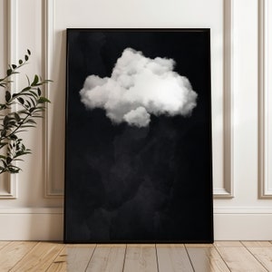 Black Cloud Print Framed Wall Art, Abstract Art, Minimalist Wall Art, Maximalist Decor, Black Wall Art, Large Wall Art