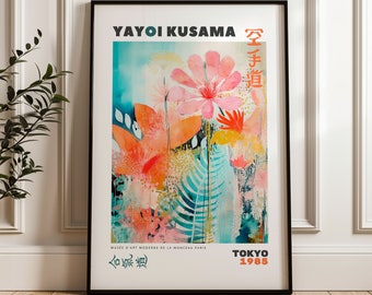 YAYOI KUSAMA Print, Framed Wall Art Japanese Wall Art, Japanese Modern Art Kusama Exhibition, Colorful Wall Art, Botanical Print