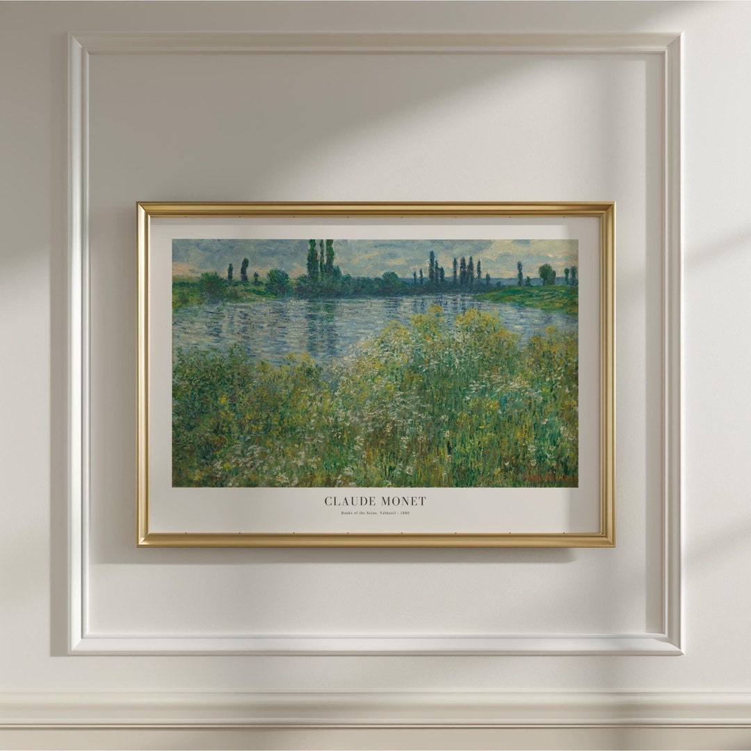 Framed Claude Monet Print: Banks of the Seine, Vetheuil - Vintage ...