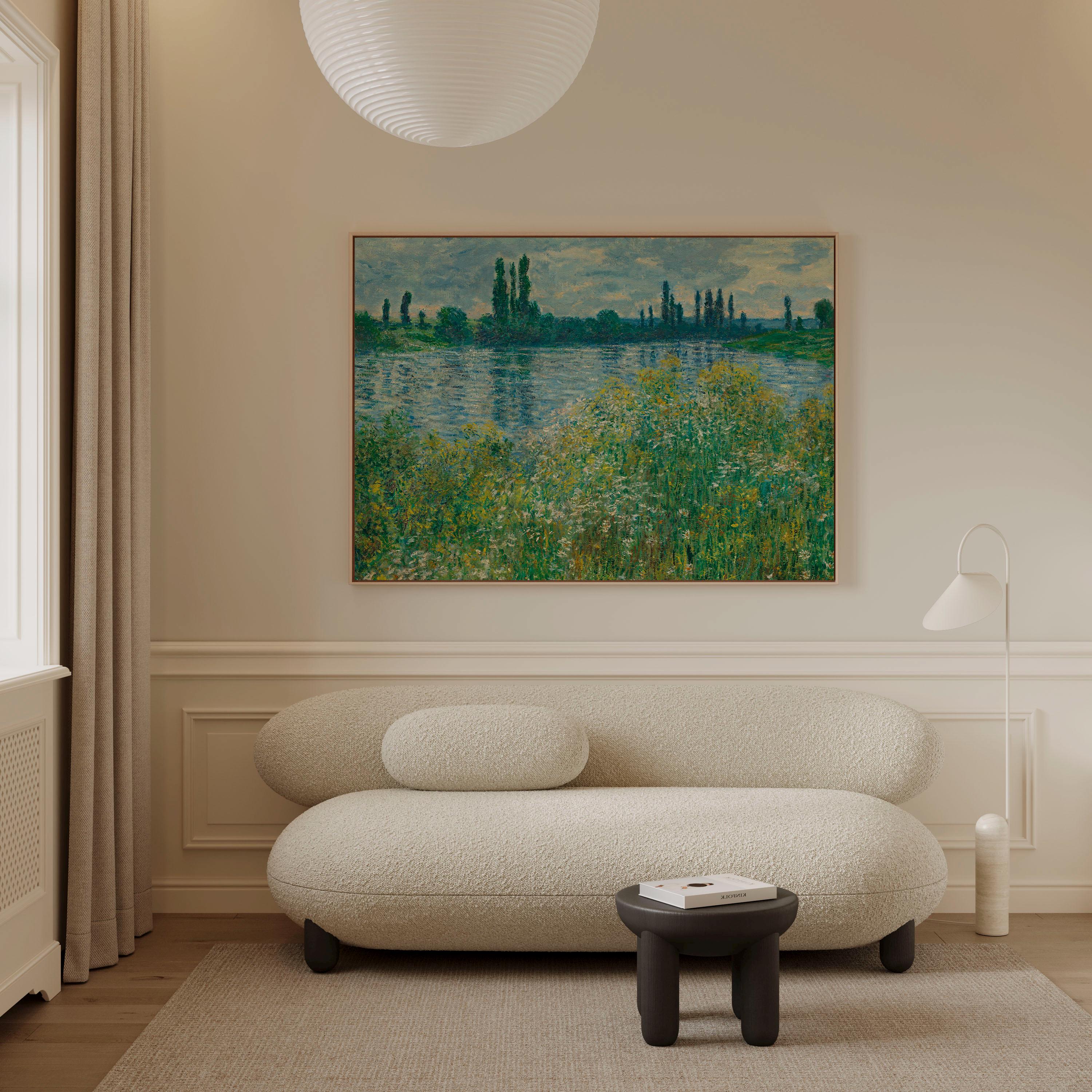 Framed Canvas Claude Monet Banks of the Seine Print: Green Landscape ...