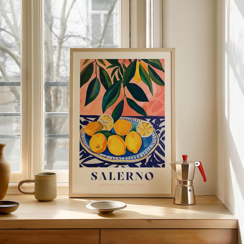 Italian Lemon Print: Kitchen Wall Art, Citrus Illustration image 4