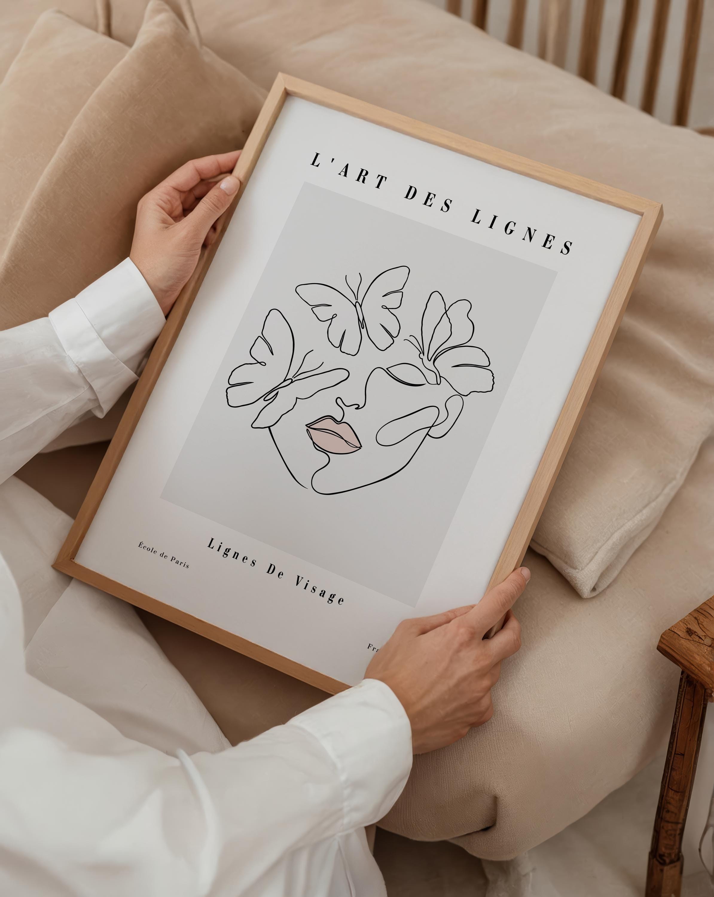 Woman Face Line Art Print: Minimalist Framed Wall Decor - Etsy