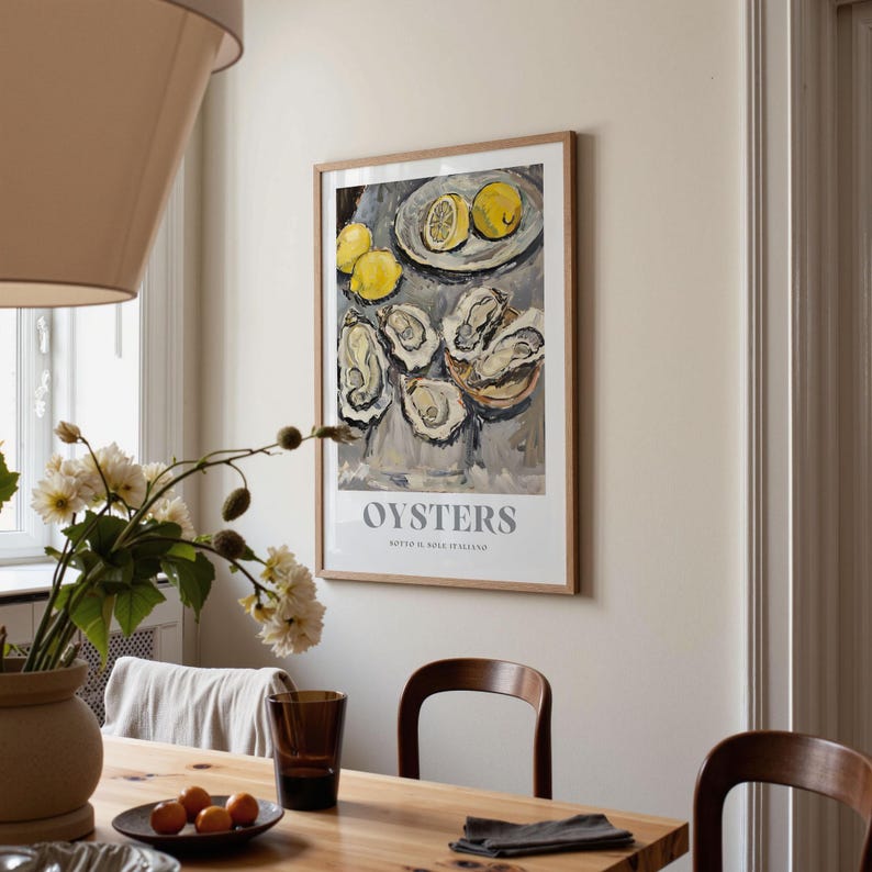 Italian Oysters Illustration: Kitchen Food Wall Art Print image 3