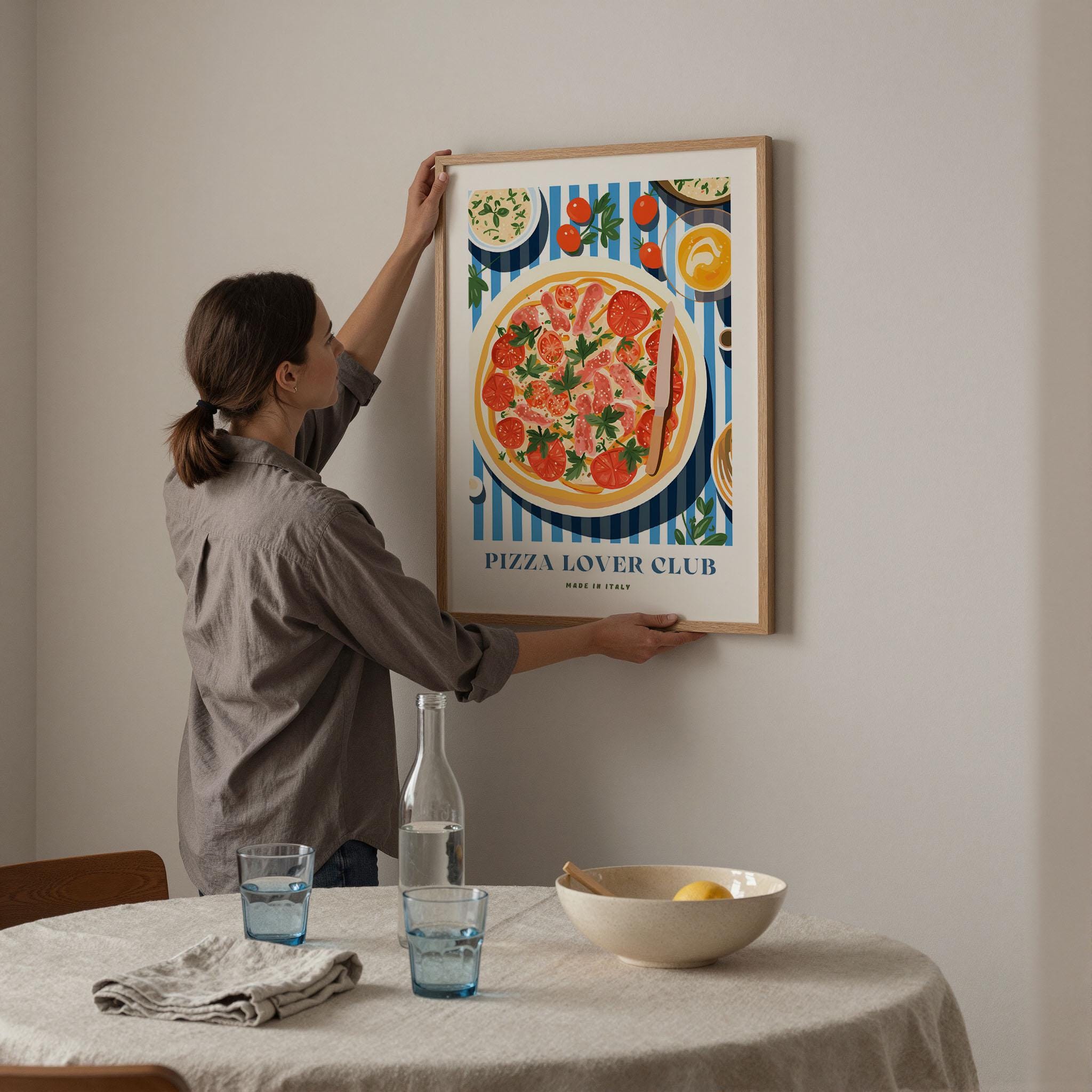 ピザラバークラブプリント：イタリアンフードキッチンウォールアート