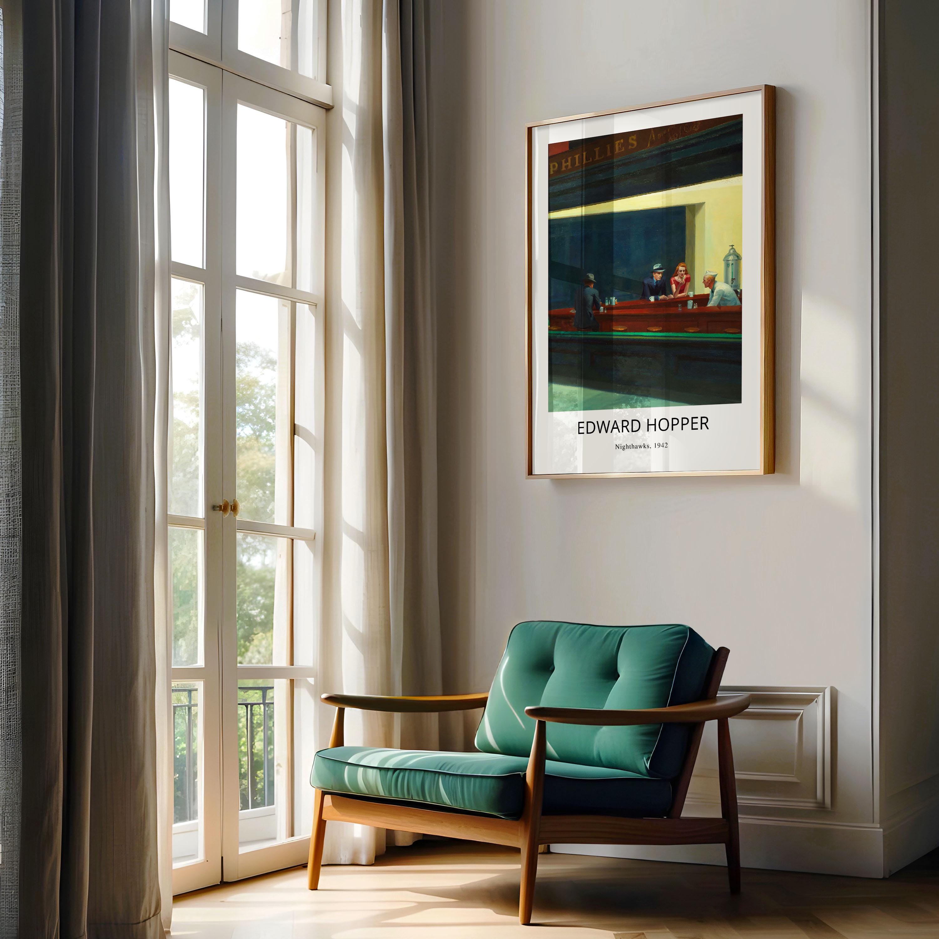 Edward Hopper Nighthawks Print: Vintage Framed Wall Art - Etsy 日本