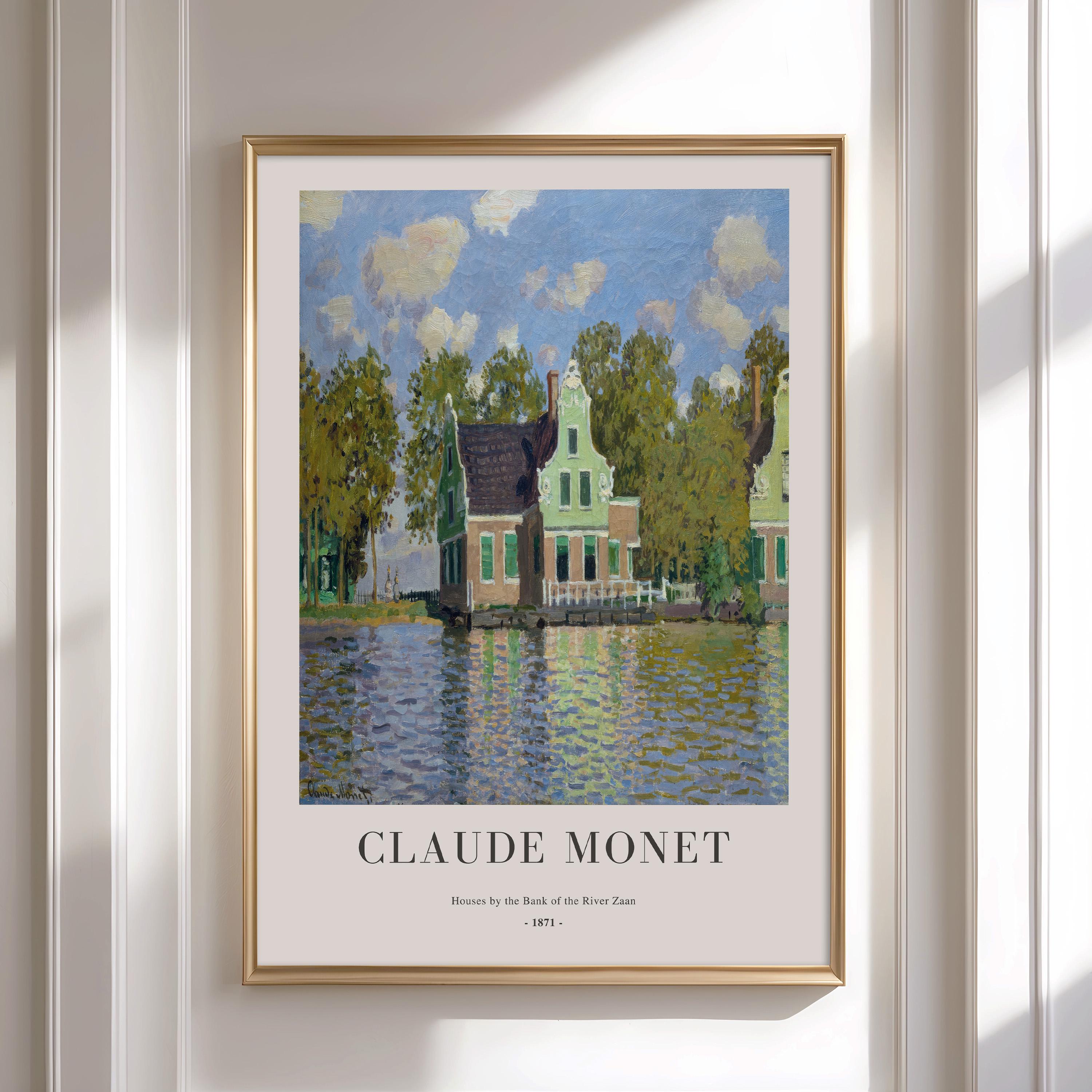 Claude Monet Houses by the River Zaan - Framed Landscape Art Print