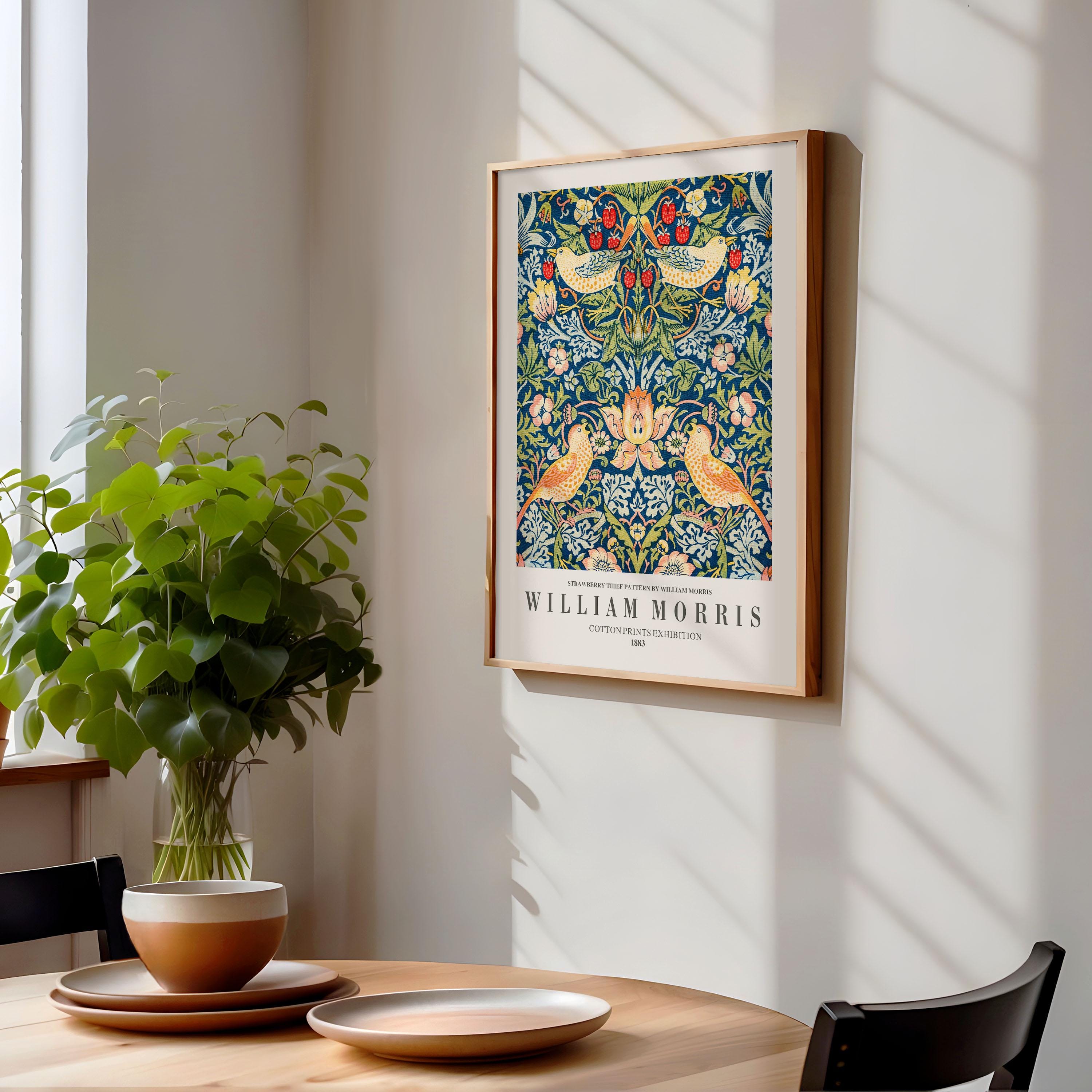William Morris 'Strawberry Thief' Framed Print: Vintage Botanical