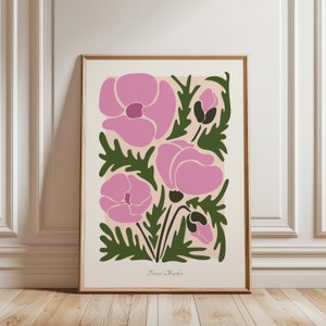 Matisse retro flor cartaz-emoldurado arte da parede abstrata botânica arte da parede boho flor arte quarto decoração da parede matisse flor mercado impressões