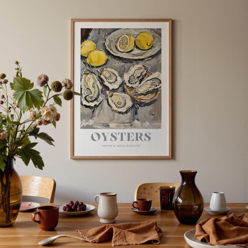 Italian Oysters Illustration: Kitchen Food Wall Art Print image 5