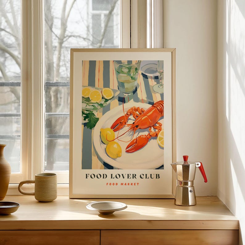 Lobster Print: Food Lover Club Kitchen Wall Art image 14