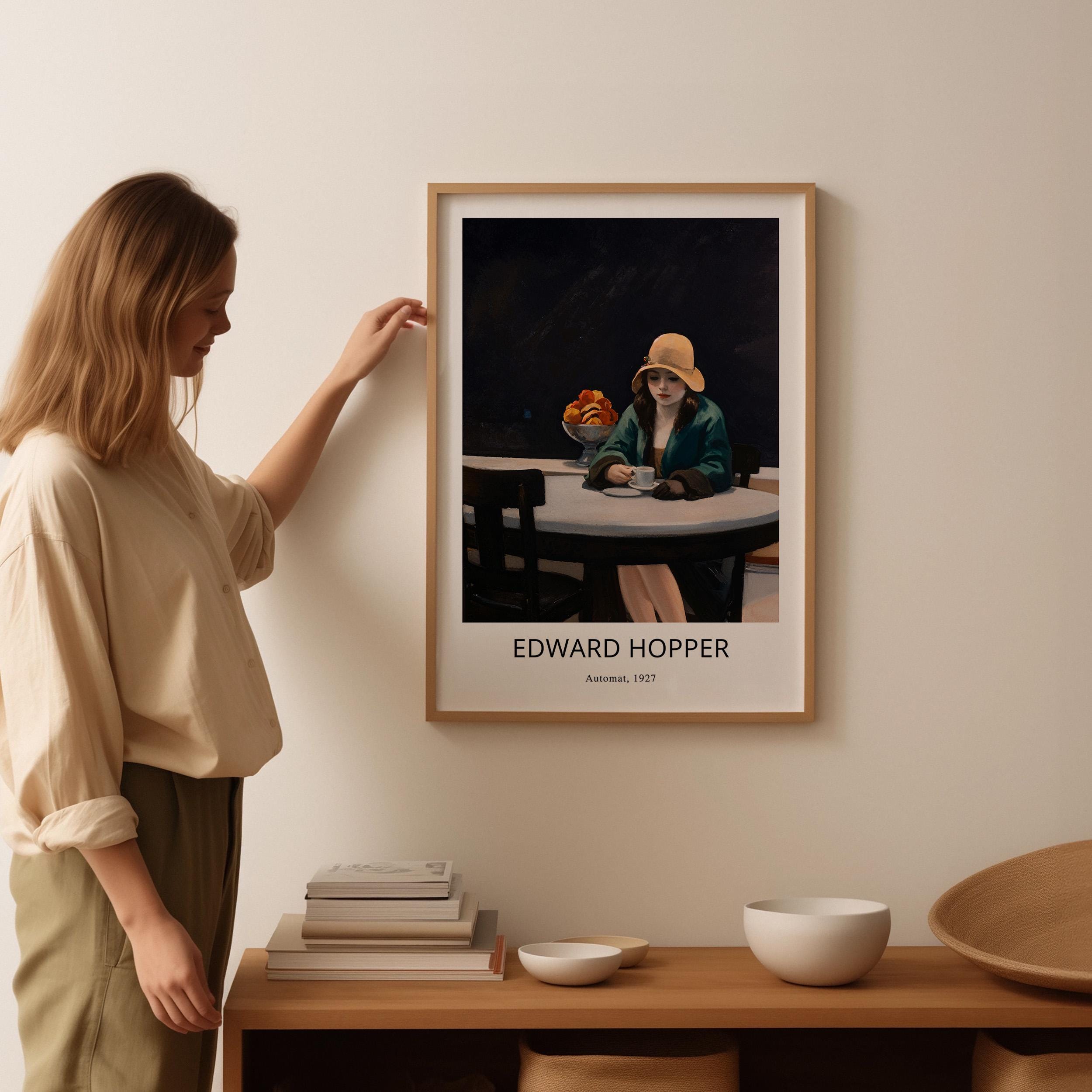 エドワード・ホッパー Edward Hopper Automat Print: Vintage Fine Art Poster, Framed
