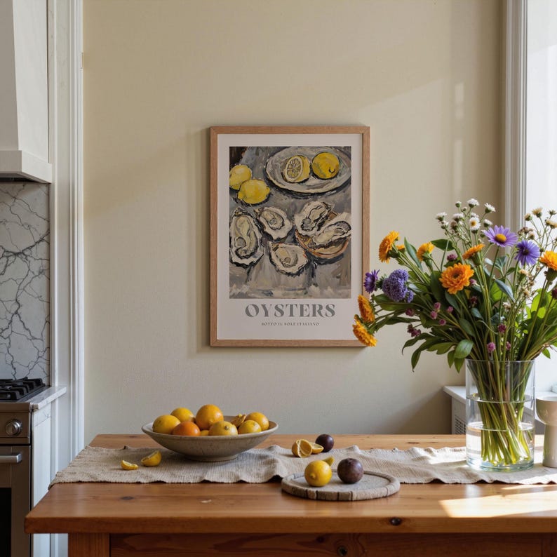 Italian Oysters Illustration: Kitchen Food Wall Art Print image 12