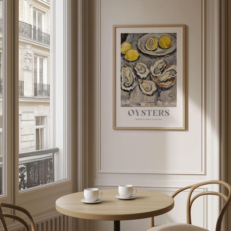Italian Oysters Illustration: Kitchen Food Wall Art Print image 9