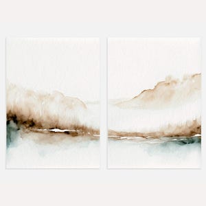 Set of 2: Minimal Watercolor Landscape Print, Neutral Abstract Wall Art, Scandinavian Prints image 5