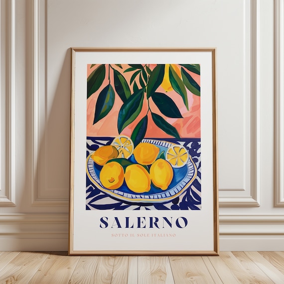 Italian Lemon Print: Kitchen Wall Art, Citrus Illustration