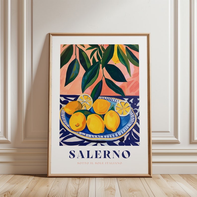 Italian Lemon Print: Kitchen Wall Art, Citrus Illustration image 1