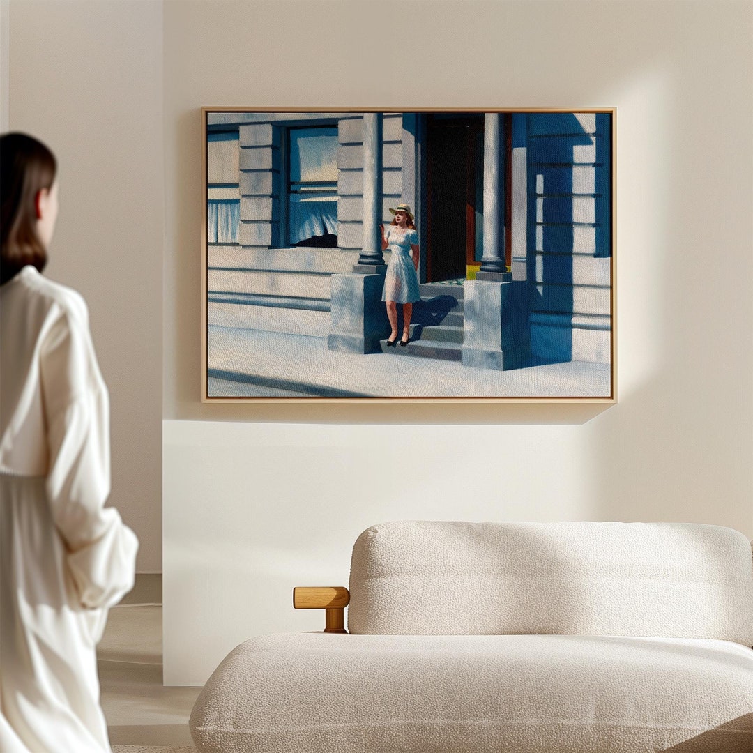 Edward Hopper Print Summertime 1943 Framed Canvas Wall Art Large 