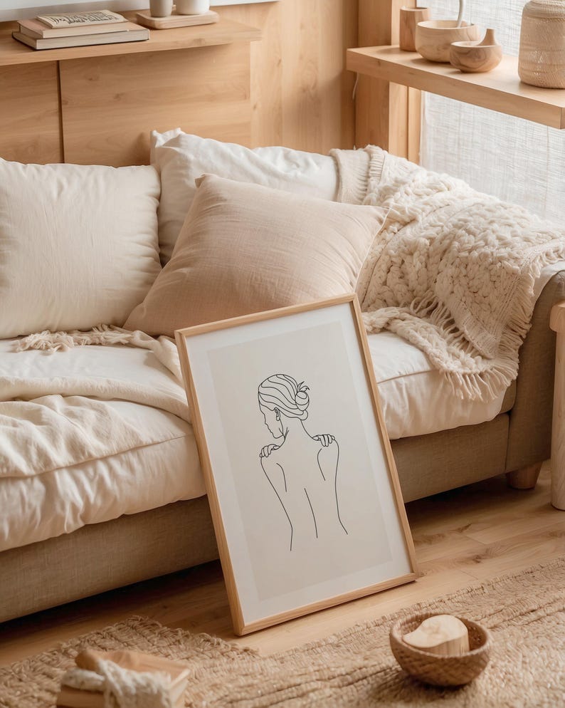 Minimalist Woman Line Art Print: Framed Female Figure Wall Decor - Etsy