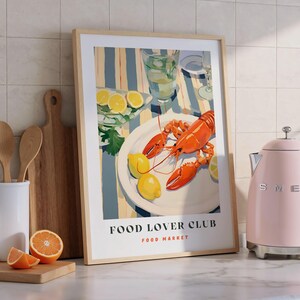 Lobster Print: Food Lover Club Kitchen Wall Art image 3