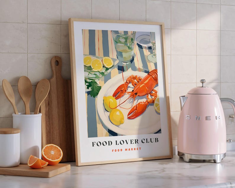 Lobster Print: Food Lover Club Kitchen Wall Art image 3