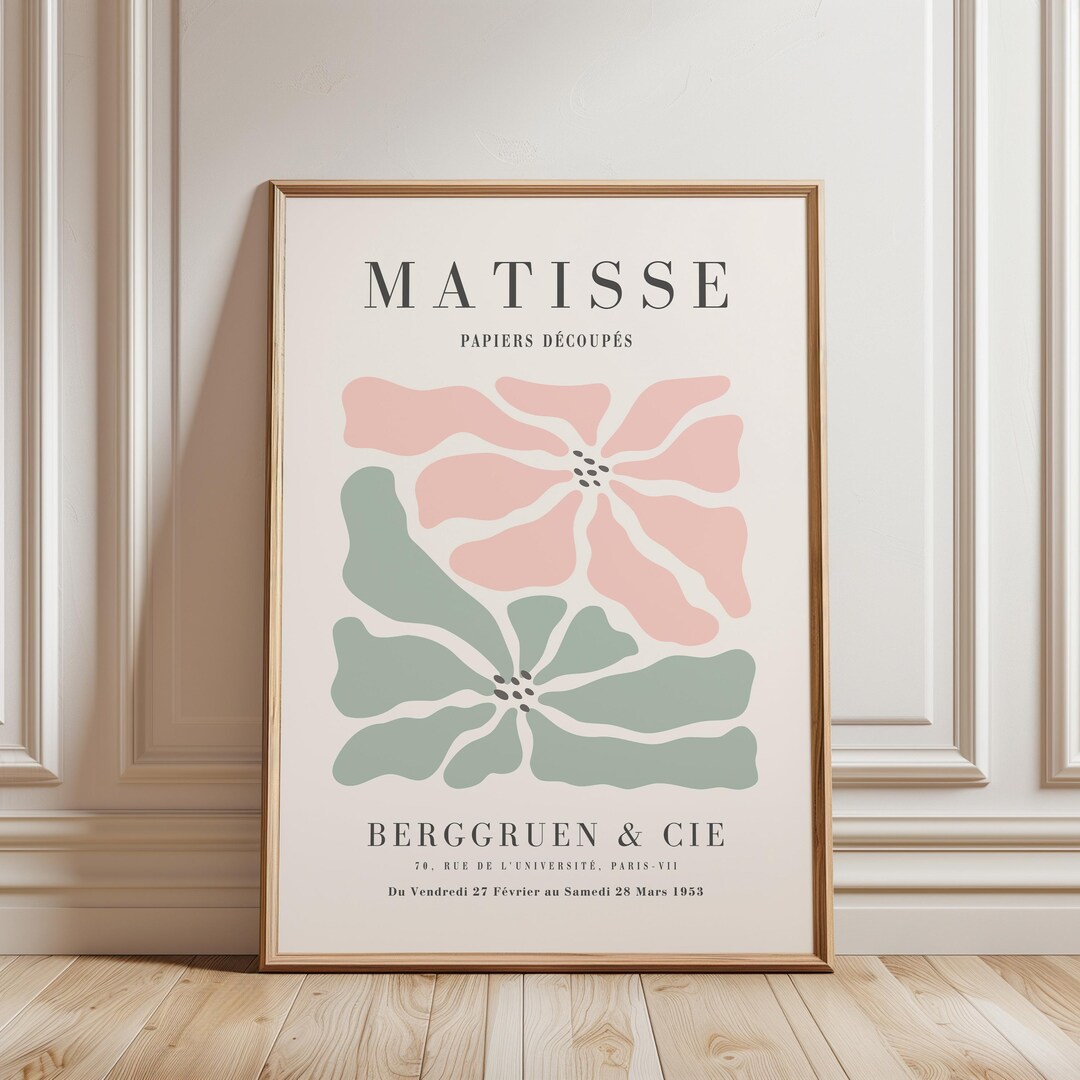 Matisse Flower Market Print: Green & Pink Botanical Wall Art - Etsy