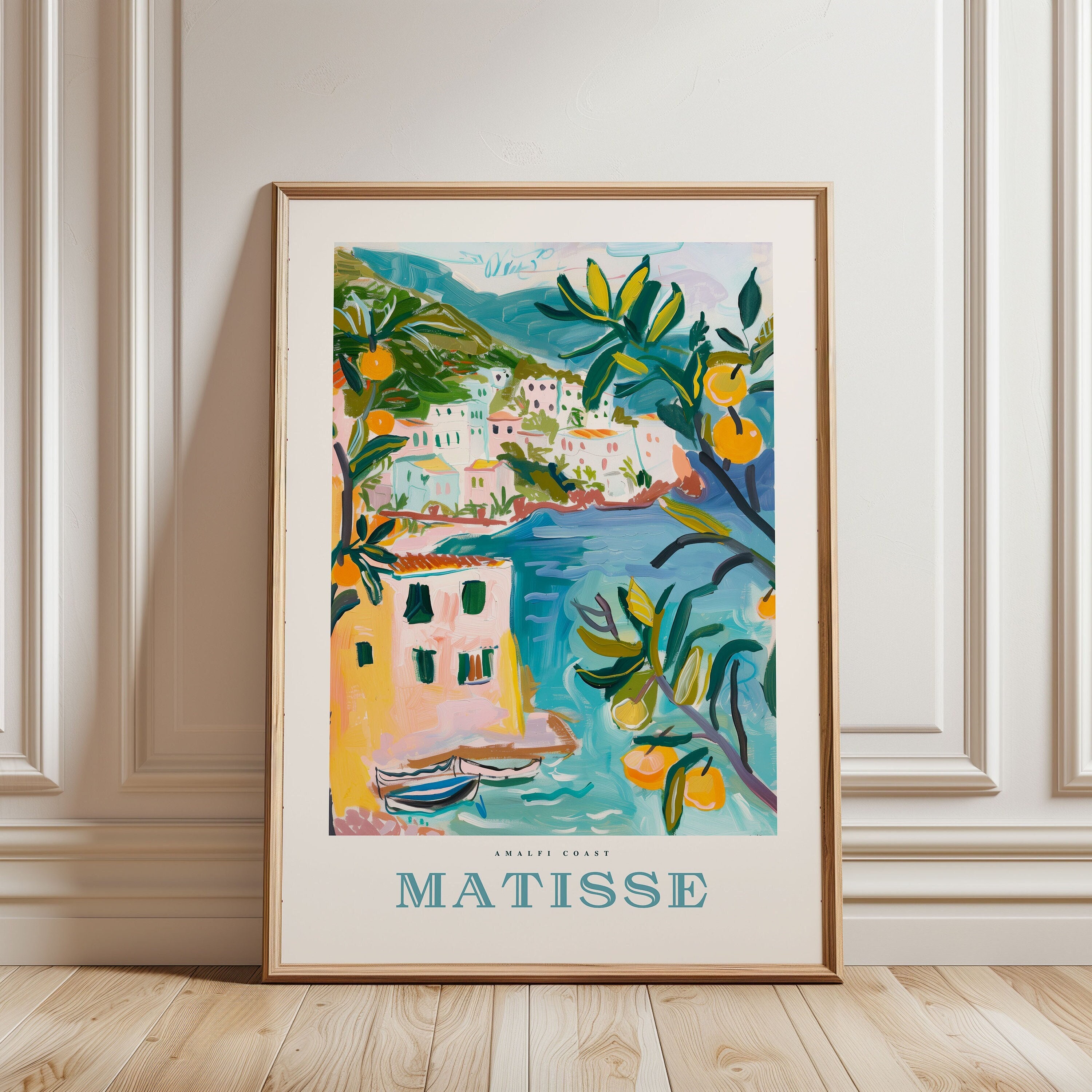 Matisse Amalfi Coast Art Print: Italy Coastal Wall Decor, Framed