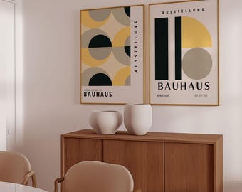 Bauhaus Print Set of 2: Mid-century Modern Abstract Wall Art