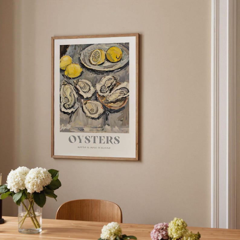 Italian Oysters Illustration: Kitchen Food Wall Art Print image 14