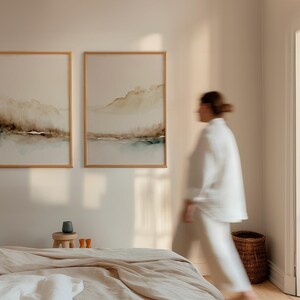 Set of 2: Minimal Watercolor Landscape Print, Neutral Abstract Wall Art, Scandinavian Prints image 11
