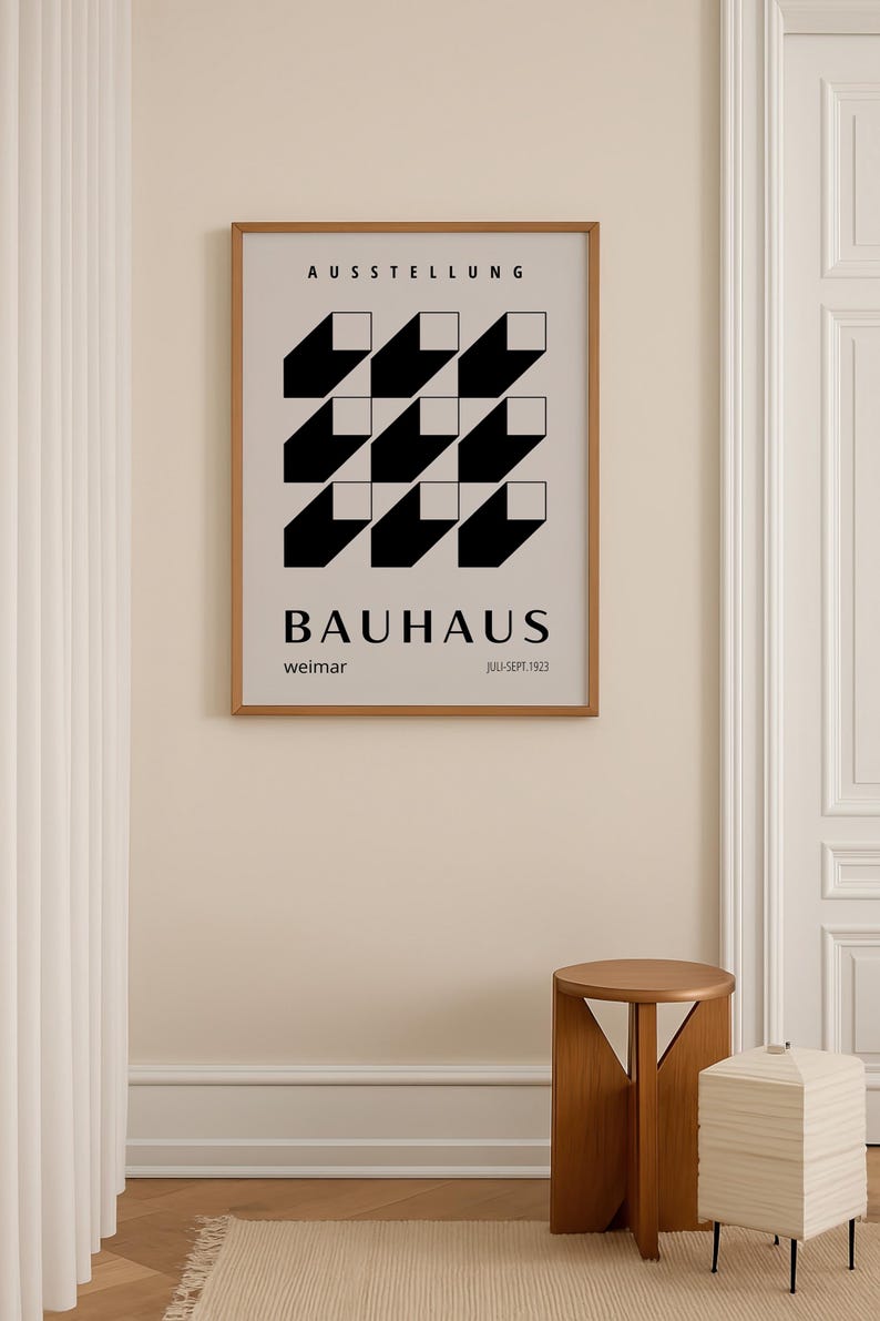 Black Bauhaus Art Print: Mid-century Modern Minimalist Wall Decor - Etsy